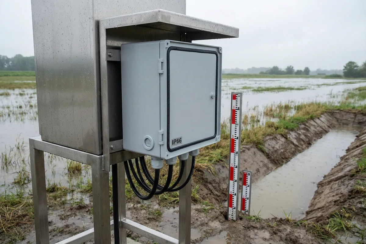 Flood-prone groundwater monitoring wells with elevated installation